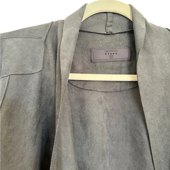 Blank NYC Faux Wrap Vegan Suede Asymmetrical Zip Draped Moto Jacket Grey Medium - Picture 3 of 8